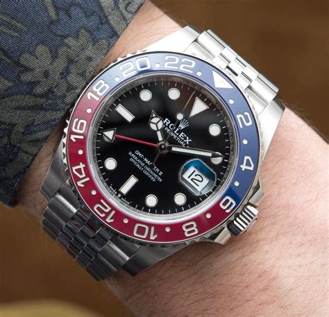 rolex gmt-master ii 126710blro pepsi watch in steel hands-on|rolex gmt master blue bezel.